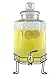 Redfern Elegant 2.5 Gallon Glass Beverage Dispenser with Stainless Steel Spigot and Metal Stand - Cracked Ice Design Drink Dispenser