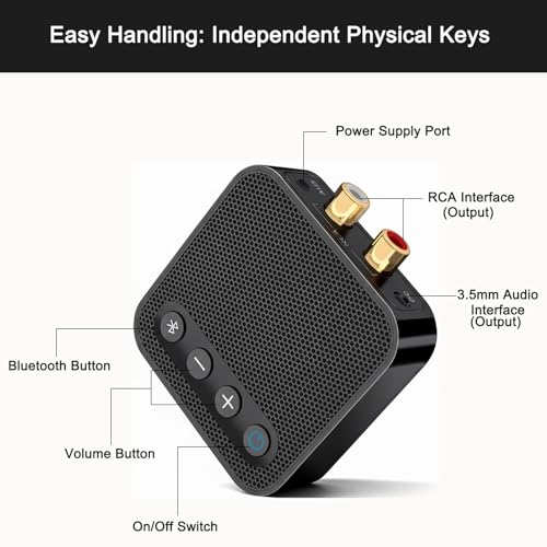 Image of Bluetooth to RCA Adapter for Stereo Receiver - aptX HD Long Range Low Latency Bluetooth 5.3 Receiver for Home Stereo Hi-Fi Wireless Audio Adapter for Music Streaming Sound System
