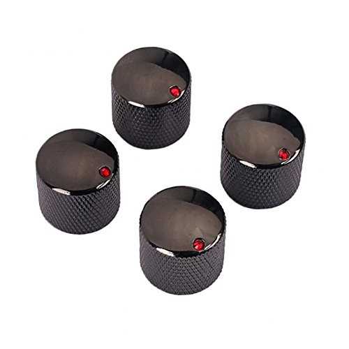 Bouton mécanique guitare contrôle volume tonalité capuchon noir lot de 4
