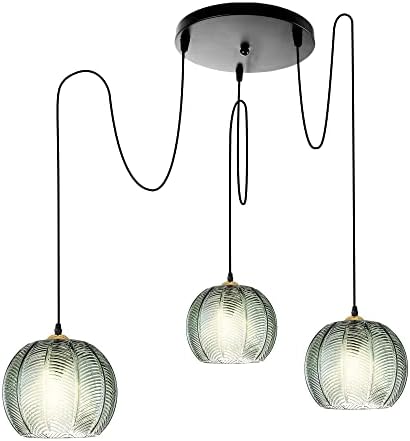 HDXZTQ Pendant Lights Kitchen Island Lights Glass Pendant Light 3 Light Pendant Fixtures, E26 Bulb Chandeliers- Farmhouse Light Fixtures