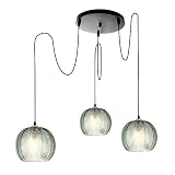 HDXZTQ Pendant Lights Kitchen Island Lights Glass Pendant Light 3 Light Pendant Fixtures, E26 Bulb C