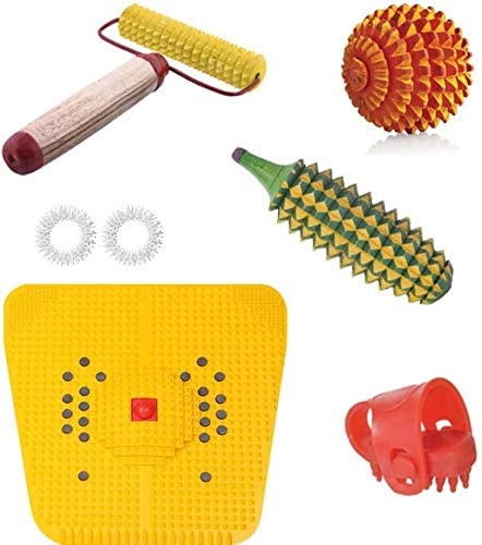 Acupunctoreum acupressure Massager Tools Combo Kit With Power Mat + Wooden Handle Roller + Wooden Karela + Wooden Ball + 2 Massage Rings For Stress And Pain Relief acupressure Tool Kit Massager (Multicolor) (B0B64FJF7F) Amazon Price History, Amazon Price Tracker