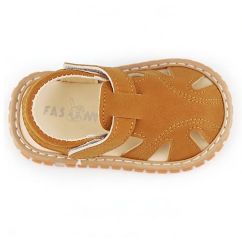 Image of SOFMUO Baby Boys Girls Closed Toe Squeaky Sandals Toddler Summer Shoes | Soft Non-Slip Rubber Sole,Closed Toe Protection,Adjustable Strap,Squeaky Design,Summer Outdoor Prewalkers