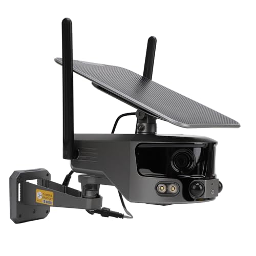 GOWENIC Outdoor Solar Security Camera, Dual Lens 4K 8MP Full Color Night, Motion Detection, 4G Network, 180° Video Screen, IP66 Waterproof for Outdoor Surveillance