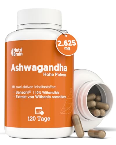Ashwagandha Hochdosiert Sensoril | 120 Kapseln | 2X-Mal Konzentrierter | 10% Withanoliden | Laborgeprüft | 4 Monaten | Adaptogen | Premiumrohstoff für Stress, Tiefen Schlaf & Erhöhte Energie