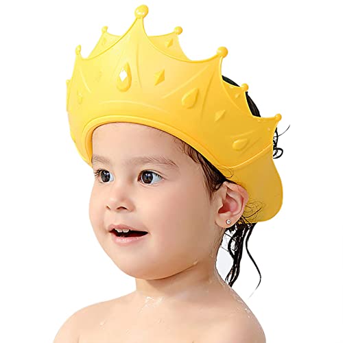 FUNUPUP Baby Shower Cap, Kids Shampoo Shower Bath Cap Adjustable Hair Washing Shampoo Shield Baby Visor for Eyes and Ears Protector (Yellow)