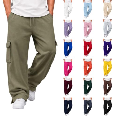 Elastic Waist Pants For Men Elderly Y2K Baggy Wide Leg Casual Track Pants - image 1