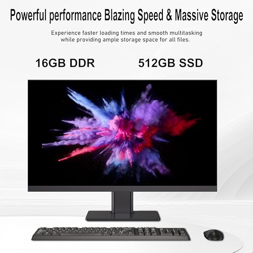 Image of 23.8 inch IPS Touch All-in-one Computer pop-up Webcam for Office | Core i7 4770 4-Core 4-Thread, 16GB DDR3, 512GB SSD, plug-and-play, full ports, free keyboard&mouse, Wi-Fi, HDMI USB