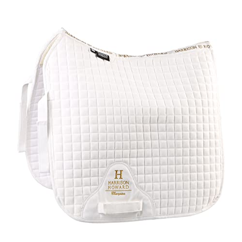 Harrison Howard Dressage Saddle Pad Suede Square English Saddle Pad for Horses Dressage Event - White