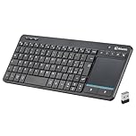 Atlantis Mini Tastiera con TouchPad multitouch integrato - Wireless senza fili RF + Bluetooth, QWERTY, Tasti funzione multimediali, per PC/Notebook/Smart TV/Smartphone/Tablet/iOS/Android - Nero