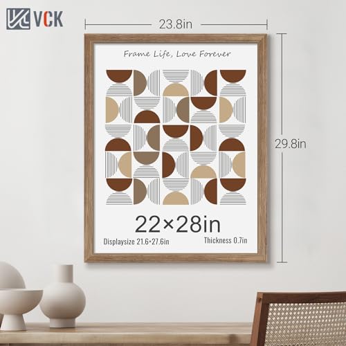 Image of VCK 22x28 Poster Frame Solid Wood Walnut 3 Pack Picture Frames 22 x 28 Inches with Wall Mounting Hanging