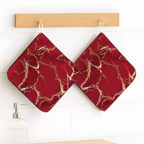 Masters House Biancheria per la Casa Lot de 6 coussins de chaise 40 x 40 cm en microfibre effet marbre rouge doré fabriqué en Italie – Lacets hypoallergéniques Impression HD – Lavables sans repassage – vue 6