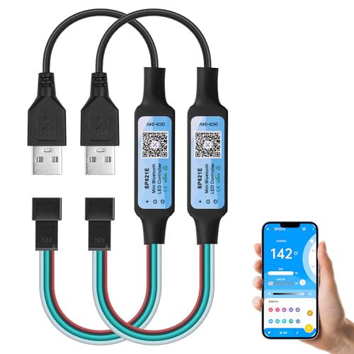 CERRXIAN Mini controlador Bluetooth RGB USB de 5 a 24 V, controlador de luz LED Bluetooth USB de 5 V, WS2811 WS2812B Pixels Dream Color Tira LED