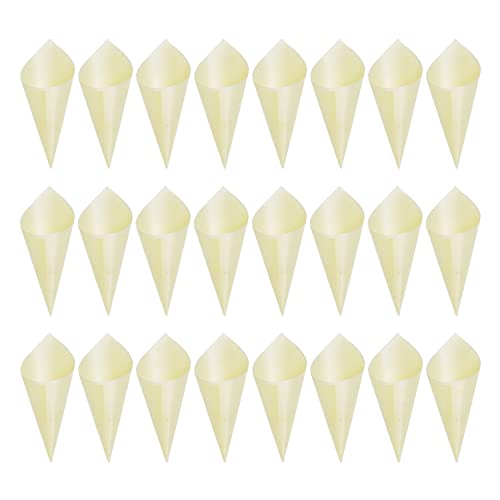 Honbay 50PCS Disposable Wooden Food Cones Wood Tasting and Serving Cones Appetizer Finger Food Ice Cream Holder for Home Wedding Birthday Party Supplies