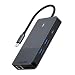 Produktbild Rapoo UCM-2005 USB-C Multiport Adapter 10-in-1, 100W Power Delievery, 2x 4K HDMI, 1 Gbps LAN, 1 USB-C und 2 USB-A 3.0 Datenports, Micro SD / SD Speicherkartenleser, AUX