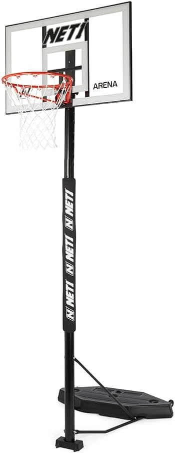 Premium Height Adjustable Full-Size Regulation Portable Basketball Backboard System For Adults, Ultra Durable 18" Solid Steel Hoop, Padded Pole