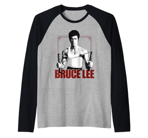 Nunchaku Stance Nunchaku de Bruce Lee Camiseta Manga Raglan