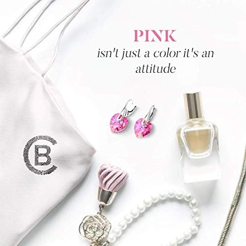 Chic Bijoux Drop and Dangle Earrings for Women - Made with 925 Sterling Silver and Austrian Crystals - Gift for Mum, Pink/Black/Purple