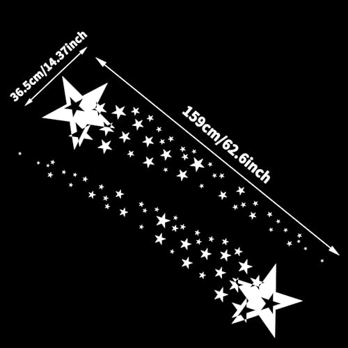 Image of TOMALL 1 Pair 62.6'' Stars Graphics Vinyl Decals for Car Body Door Sides Universal Waterproof Stars Stickers Decoration for Vehicles SUV Truck Off-Road Home Wall (White)