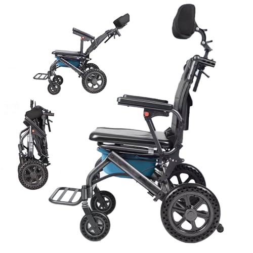 Commode Toilet Chair on Wheels for Elderly Wheelchair with Adjustable Backrest in Four Positions up to 150° Light Weight Shower Chairs Wheelchair Bedside Commodes Chairs (Töpfchen)