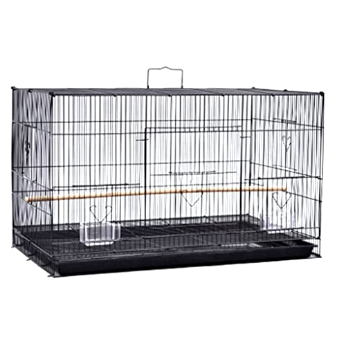 Vogelkäfig, Vogelkäfige, quadratische Vogelkäfig- Tragetasche aus Schmiedeeisen, kreative tragbare Haustragetasche, groß (schwarz)-5
