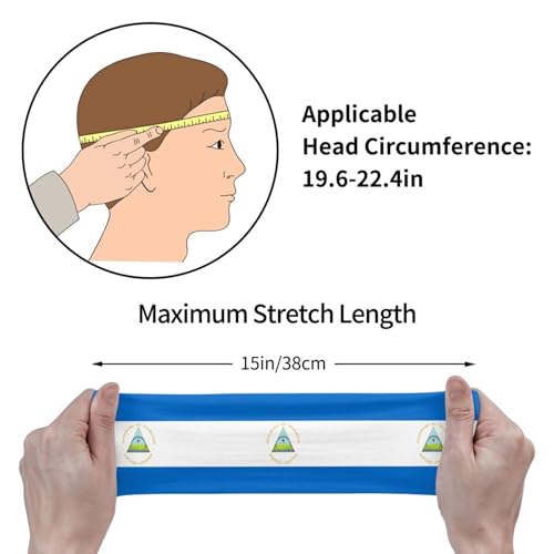 Boys Girls Flag of Nicaragua Art Sports Sweatband Multi Style Lovely Hair Band Headwear for Running Workout Shower, Pattern 6673