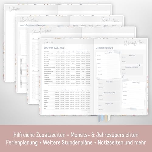 Häfft® Lehrer-Planer 2025/2026 A5 + Sweet Flowers Hardcover Lehrerkalender/Schuljahresplaner mit 236 Seiten, Stickern und mehr - nachhaltig & klimafreundlich