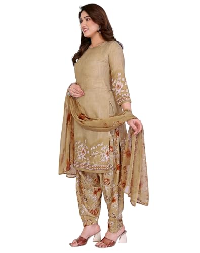 GJ Fashion Indian Punjabi Style Crepe Patiala Salwar Suit with Dupatta for Women Ready to wear
