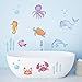 ufengke Pegatinas de Pared Bajo El Mar Vinilos Adhesivas Pared Pescado Marino Decorativos para Baño Dormitorio Habitación Infantiles