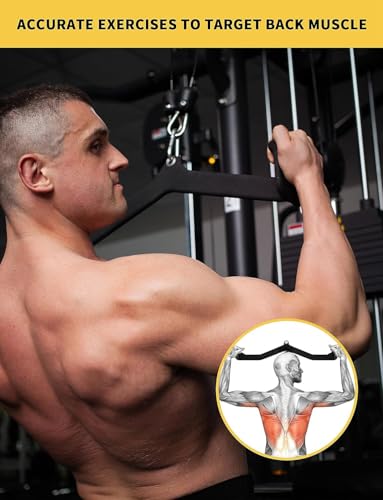 Image of LAT Pulldown Attachments - Mag Grips - Pull Down Bar - Cable Machine Rubber Coated Handles for Comfort and Grip (LAT Bar Wide)