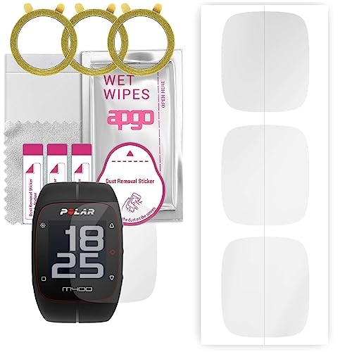 apgo 3x Hydrogel Ultra-Clear Screen Protector per Polar M400 HR, pellicola idrogel, flessibile, morbida TPU con strato di posizionamento di facile installazione