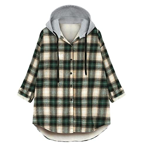 Manteau surdimensionné femme vert 5XL : sweat plaid à manches longues