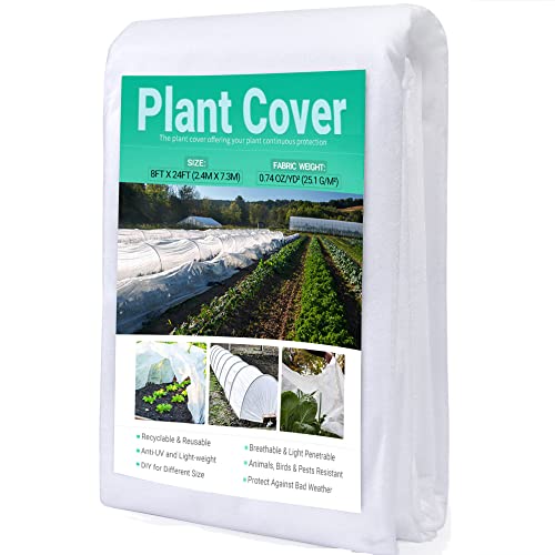 Horsande Pflanzenabdeckungen, Frostschutz, Vliesstoff, Pflanzenabdeckung für Winterfrostschutz, 2,4 x 7,2 m, wiederverwendbare Reihenabdeckungen (Rahmen nicht im Lieferumfang enthalten) Cover