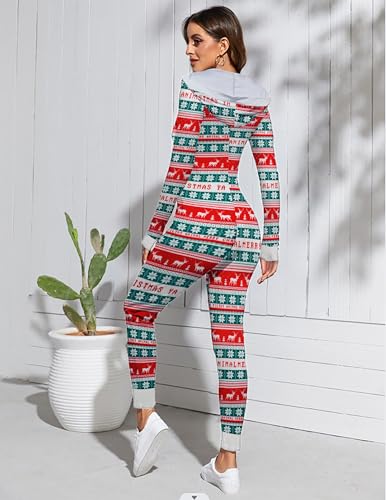 Ekouaer Halloween Onesie Women Sexy Pajamas Christmas Onepiece Jumpsuit - image 4