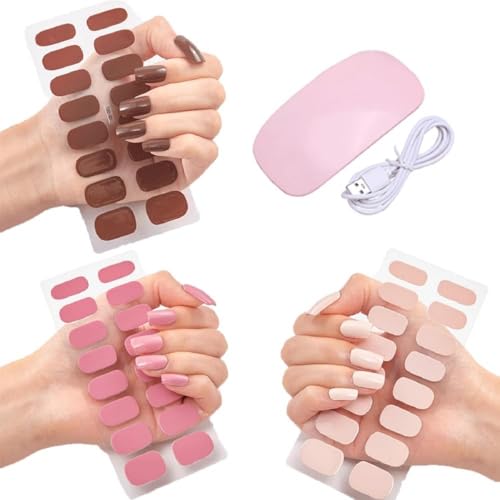 Kit de Uñas de Gel Semicurado Con Luz - Pegatinas DIY, Fácil de Aplicar y Quitar (D)
