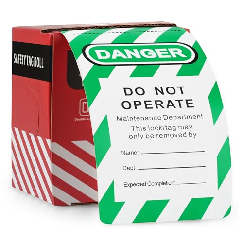 Zoleker 200PCS Lockout Tagout Lockout Tags by-The-Roll, OSHA Compliant Loto Tags for Lock Out Tag Out, Equipment Repair, Waterproof PP-Cardstock Tear-Resistant Warning Lable 5.7