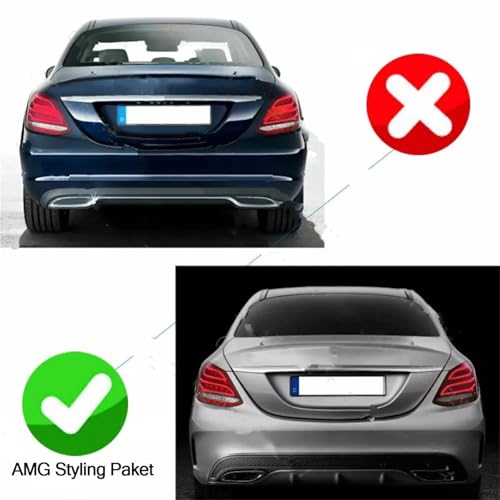 Becquets Arrière pour Benz W205 C63 C63S C43 AMG Berline Lèvre Look Carbone Noir Brillant - 3