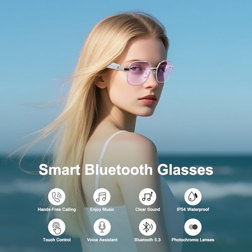 Image of Smart Glasses for Women-Bluetooth Glasses with Photochromic Lenses | Open-Ear Audio, Built-in Mic & Speaker, IP54 Waterproof, Wearable Tech Glasses for Seamless Indoor & Outdoor Wear