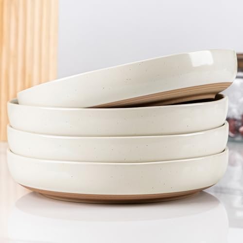 Reviews de Platos para pasta más recomendados. 44 AmorArc - Cuencos grandes de cerámica para pasta de 8.75 pulgadas, juego de 4 cuencos de cerámica pintados a mano, apto para microondas y lavaplatos, con borde ondulado y parte...