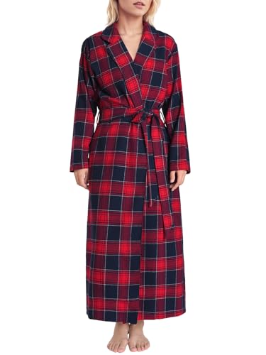 Latuza Women's Petite Size Flannel Robe Warm Plaid Bathrobe Full Length