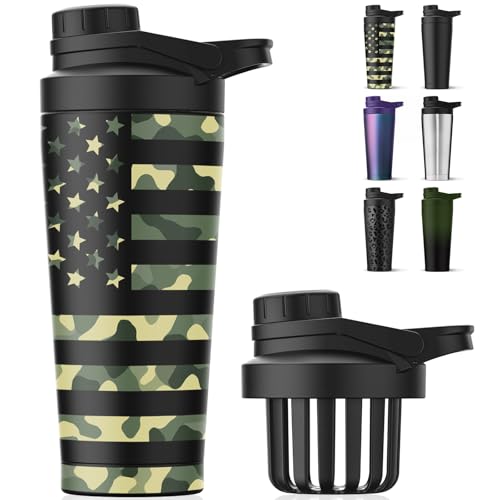Ronnie Coleman Shaker Bottle Review: Ultimate Leak-Proof Protein Mixer 1 Greatyos Stainless Steel Shaker Bottle with Noise-Free Design - Patented 24 oz Insulated Metal Shakers Bottles Cup for Protein Mixes and Pre Workout 100% Leak Proof (Camouflage Flag)