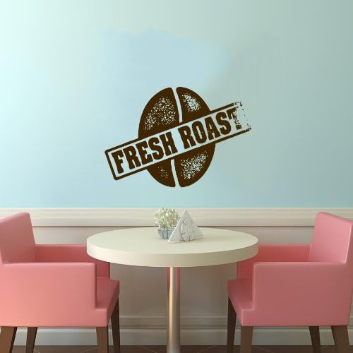 Sello de grano de café con logotipo "tostado fresco", calcomanías de vinilo para pared, decoración interior moderna y elegante para cualquier