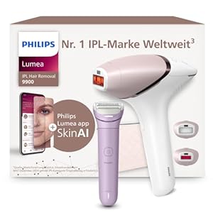 Philips Lumea IPL 9900 Series Haarentfernungsgerät BRI950/02 inkl. Lady Shaver BRL149/00 – Alternative zur Laserhaarentfernung – 2 Aufsätze für Körper & Gesicht