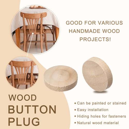 Image of uxcell 100Pcs Flat Head Wood Plugs, 1 Inch Wooden Button Screw Plug Wood Plugs Screw Hole Covers for Furniture Tables Chairs