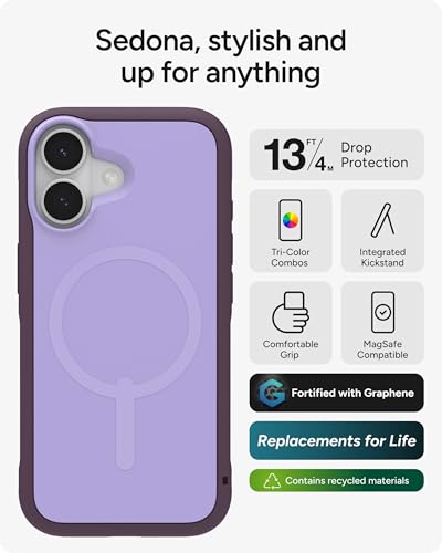 Image of ZAGG Sedona Snap Case for iPhone 17 - Purple Dusty Grape, Drop Protection (13ft /4m), Graphene-Reinforced Multi-Layer Protection, MagSafe Phone Case with Impact-Absorbing Bumpers, Slim