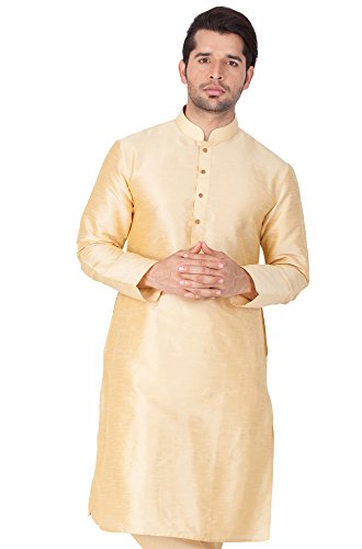 Image of VASTRAMAY Men Banarasi Silk Solid Kurta | Soft Cotton Blend Ethnic Kurta | Comfortable for Festive & Wedding Occasions