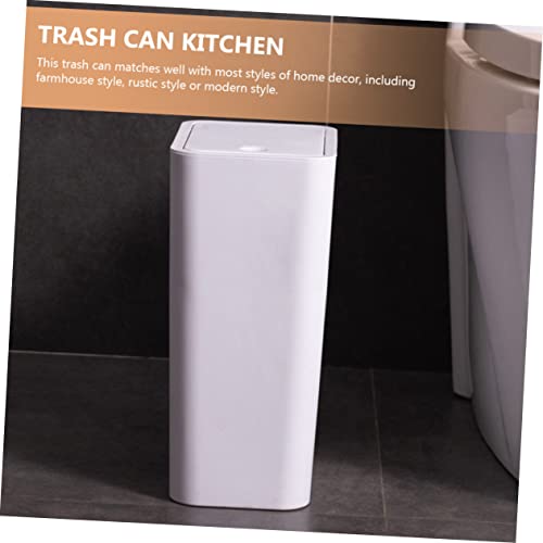 Caneca de basura pequeña rectangular con tapa blanca miniatura 7