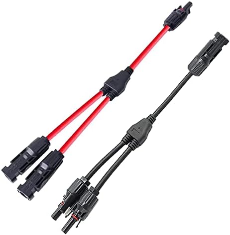 Liwinting Solar Cable Y Distributor (1 to 2) Solar Panel Cable Waterproof 10A Y Branch Parallel Connector Male Solar PV MMF+FFM Male Female Connector Photovoltaic Cable 1pcs Red + Black 30CM/0.98FT