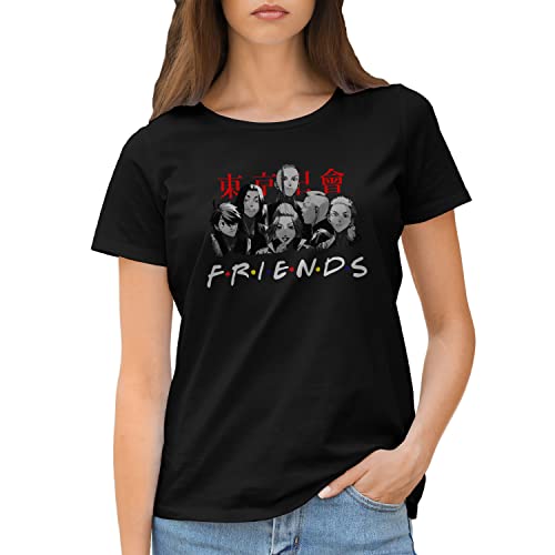 GR8Shop Tokyo Revengers Friends Inspired TV Series Camiseta de Mujer Negra Size L