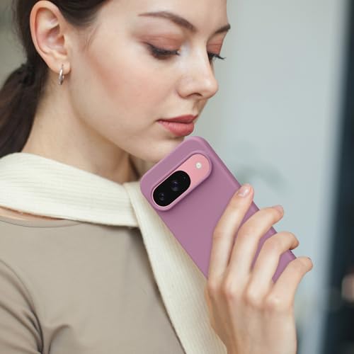 Image of Tobfit Silicone Case for Google Pixel 9 & Google Pixel 9 Pro - Soft Flexible Skin-Friendly Shockproof Protective Matte Cover - Rose Purple